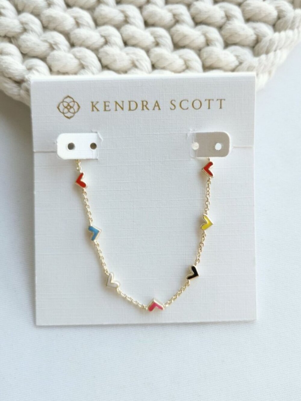 Kendra Scott Haven Heart Gold Multi Mix Enamel Strand Necklace